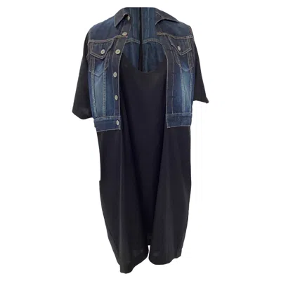 Pre-owned Junya Watanabe Comme Des Garçons  Denim Vest Dress In Black Wool In Blue