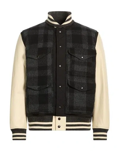 Junya Watanabe Comme Des Garçons Man Jacket Charcoal Size M Polyester, Wool, Cow Leather, Acrylic, N In Grey