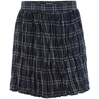 Pre-owned Junya Watanabe Comme Des Garçons Plaid Crinkle Skirt In Black