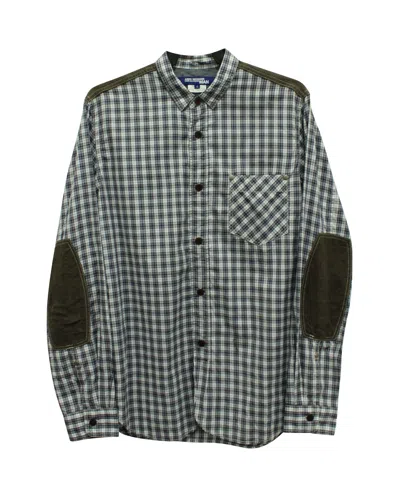 Junya Watanabe Comme Des Garçons Plaid Shirt With Elbow Patch In Blue Cotton