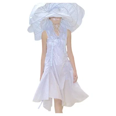 Pre-owned Junya Watanabe Comme Des Garcons Runway Look1 Ruched Parachute Extendable White Dress Ss 2003