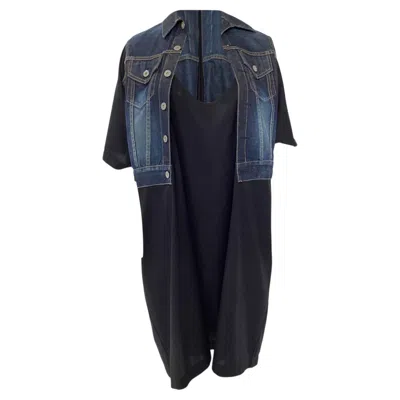 Pre-owned Junya Watanabe Comme Des Gar�ons  Denim Vest Dress In Black Wool