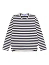Junya Watanabe Comme Dg Long-sleeved Striped Cotton T-shirt In Blue