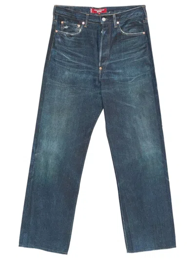 Junya Watanabe Comme Dg Straight Leg Jeans With Faded Effect In Blue