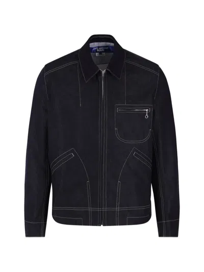 Junya Watanabe Contrast-stitch Zip-up Jacket In Black