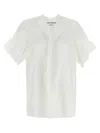 Junya Watanabe Airy Cotton Blouse With Pleated Puff Sleeves In White