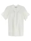 Junya Watanabe Airy Cotton Blouse With Pleated Puff Sleeves In White