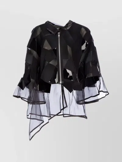 Junya Watanabe Cotton Blouse With Asymmetric Hem And Hooded Design In Black