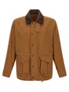 Junya Watanabe Cotton Canvas Jacket With Wool Back Insert And Corduroy Collar In Brown
