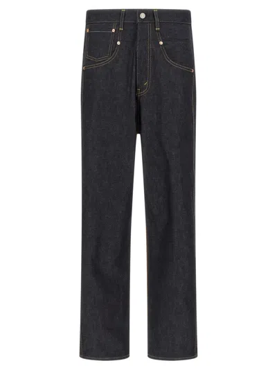 JUNYA WATANABE COTTON DENIM JEANS WITH CORDUROY BACK AND CONTRAST STITCHING