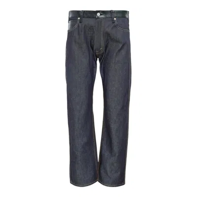 Junya Watanabe Cotton Denim Leather Levi's Jeans In Blue