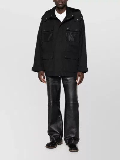 Junya Watanabe Cotton Hooded Parka Jacket In Black