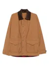 Junya Watanabe Cotton Canvas Jacket With Wool Back Insert And Corduroy Collar In Brown