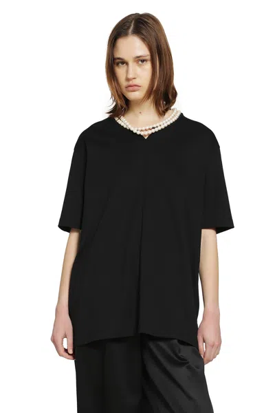 Junya Watanabe Cotton Jersey T-shirt With Split In Black