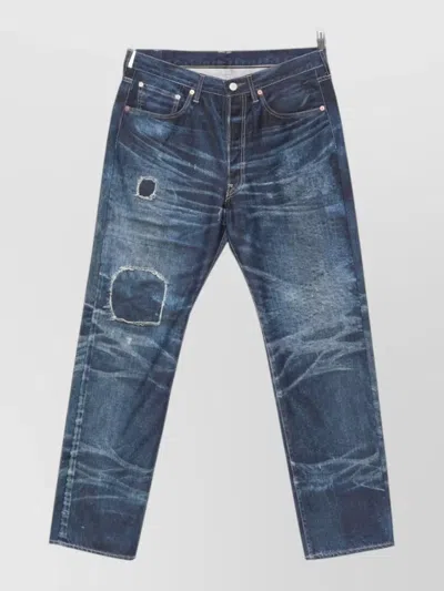 Junya Watanabe Cotton Nylon Denim Trousers Straight Leg Design In Blue