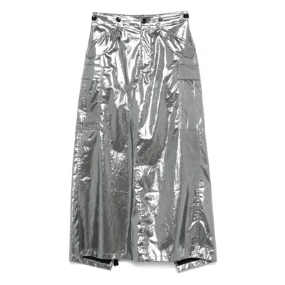 Junya Watanabe Cotton Satin Foiled Print Skirt In Multi