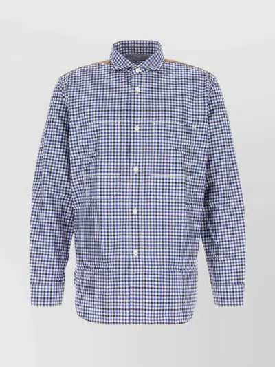 JUNYA WATANABE COTTON SHIRT WITH DUAL PATTERN AND ELBOW PATCHES