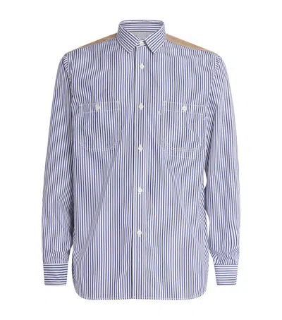 Junya Watanabe Cotton Stripe-check Shirt In Blue