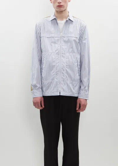 Junya Watanabe Cotton Stripe X Linen Shirt In White / Navy / Blue