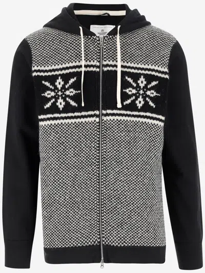 JUNYA WATANABE COTTON KNIT SWEATSHIRT WITH GRAPHIC PATTERN