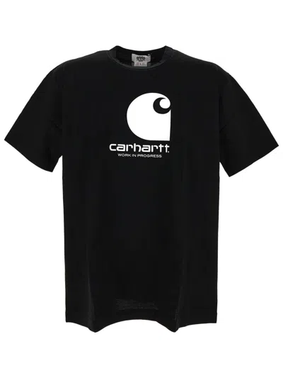 Junya Watanabe X Carhartt Logo Cotton Jersey T-shirt In Black