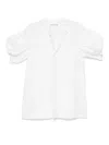Junya Watanabe White Cotton Top With Pleated Balloon Sleeves In White