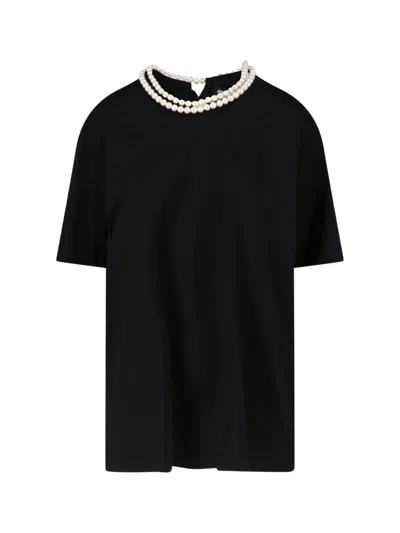 Junya Watanabe Pearl Trim Crew Neck T-shirt In Black
