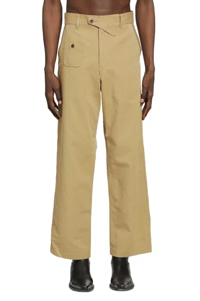 Junya Watanabe Cotton Wool Flared Trousers In Brown