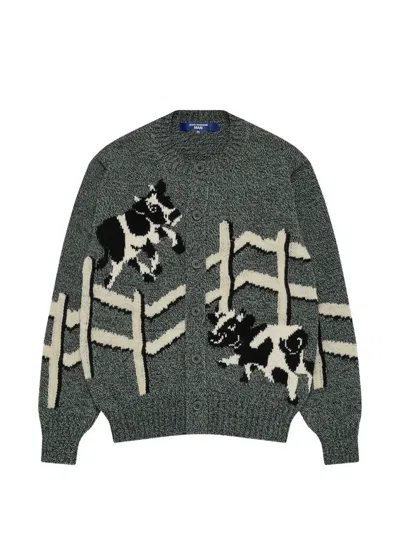Junya Watanabe Cow-print Cardigan In Gray