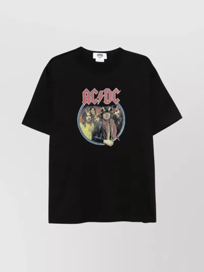 Junya Watanabe Crew Neck Graphic Print Short Sleeves In Black