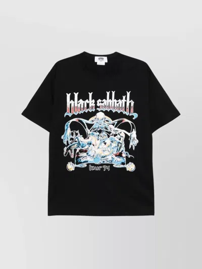 Junya Watanabe Crew Neck Graphic Print Short Sleeves Straight Hem In Black