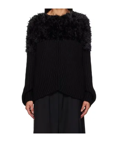 Junya Watanabe Crew Neck Ribbed Sweater In Black