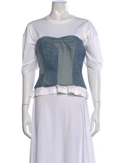 Pre-owned Junya Watanabe Crew Neck Short Sleeve Top In White
