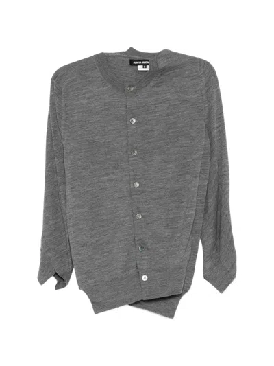 Junya Watanabe Crew-neck Asymmetric Cardigans In Gray