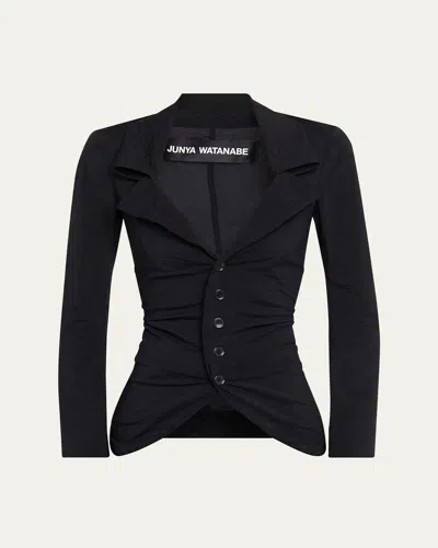 Junya Watanabe Crinkled Button-down Jacket In Black