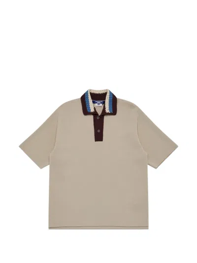 Junya Watanabe Crochet-collar Polo Shirt In Neutral