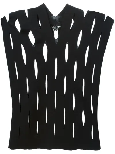 Junya Watanabe Cut-out Knitted Top In Black