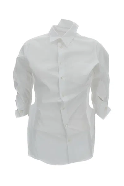 Junya Watanabe Deconstructed Cotton Shirt In White