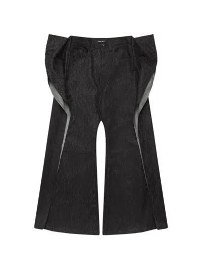 Junya Watanabe Deconstructed Floral-lace Jeans In Black