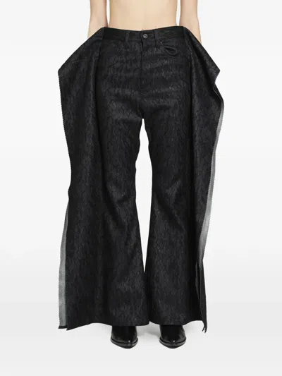 Junya Watanabe Deconstructed Floral-lace Jeans In Blue