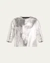 Junya Watanabe Deconstructed Metallic Leather Jacket In Silver