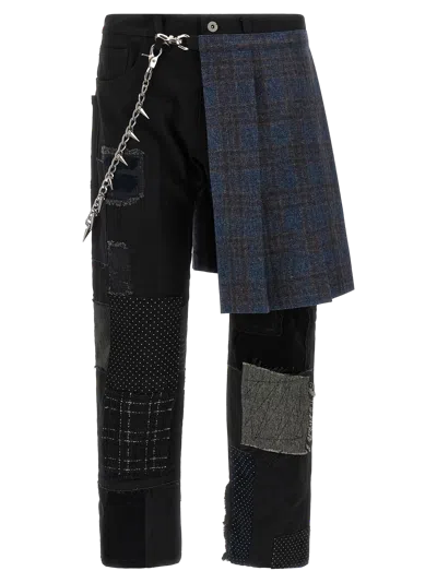 Junya Watanabe Deconstructed Patchwork Jeans In Black