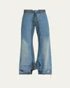 Junya Watanabe Wide-leg Distressed Hem Trousers In Indigo