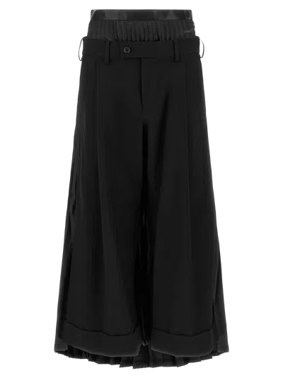 Junya Watanabe Deconstructed Wide-leg Wool Trousers In Black