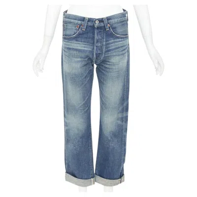 Pre-owned Junya Watanabe Denim 2013 Blue Selvedge Denim Rolled Cropped Wide Leg Jeans S