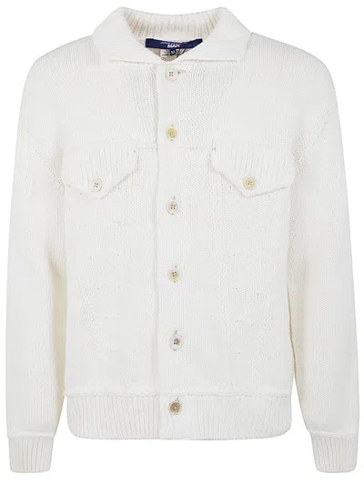 Junya Watanabe Funnel-neck Cotton-blend Cardigan In White
