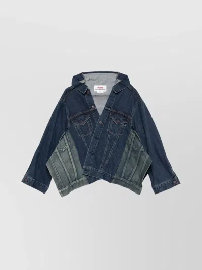 JUNYA WATANABE DENIM JACKET DISTRESSED CONTRAST PANELS