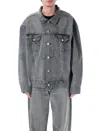 Junya Watanabe Oversized Denim Jacket With Adjustable Back Tabs In Grey