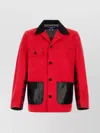 Junya Watanabe Denim Jacket With Checkered Pattern And Pockets In Red