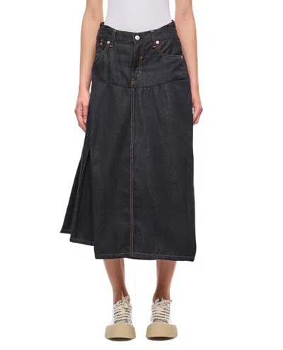 Junya Watanabe Asymmetric Denim Midi Skirt In Blue